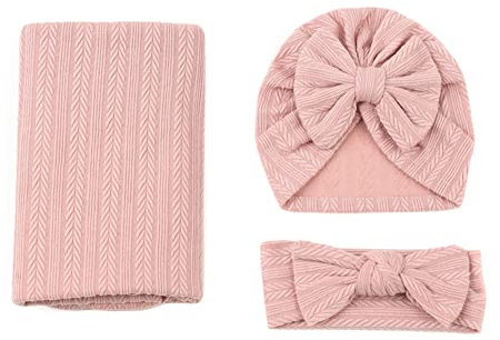 Katutude Neugeboren Pucksack Baby Wickeldecke mit Mütze, Baumwolle Swaddle Decke Pucktücher Pucktuch Baby-Schlafsack, Weich, Fotografie-Requisite für 0–3 Monate, Baby, Jungen, Mädchen