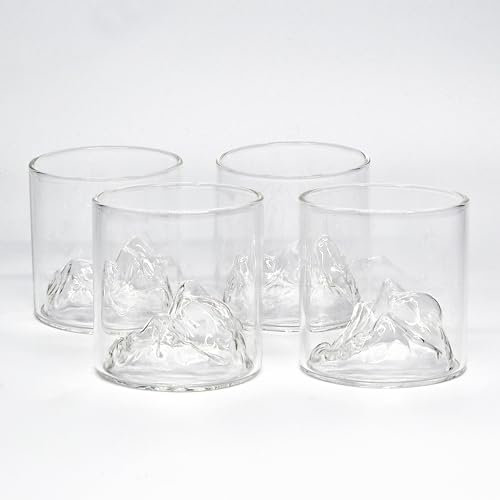 Generisch Lot de 4 verres à whisky montagne en verre borsilicate 310 ml