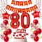 Deko 80. Geburtstag frauen Rot,Geburtstagsdeko 80 jahre frauen Luftballons 80 Geburtstag dekoration Rot,Folienballon 80 Geburtstag deko frauen Rot Tortendeko 80 Geburtstag frau deko rot