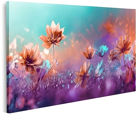islandburner Bild auf Leinwand Schönes abstraktes Design, Türkis, Lila Bilder Wandbilder Poster JEIV-1K