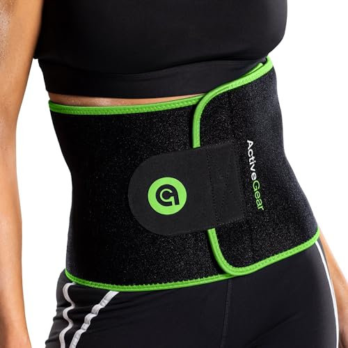 ActiveGear Taillentrainer für Damen und Herren – Schweißband Taillentrimmer Gürtel für einen straffen Look – verstärkter Rand und doppelter Klettverschluss (Minz-Saum, Größe L: 22,9 x 116,8 cm)