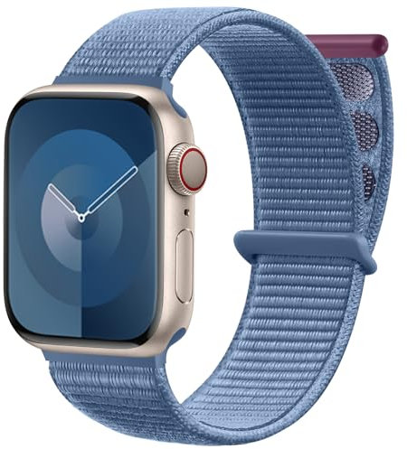 Maledan Nylon Armband Kompatibel mit Apple Watch Armband 44mm 38mm 42mm 40mm 41mm 45mm 46mm 49mm, Verstellbare Sport Armband Kompatibel mit iWatch Series 10 9 8 7 6 5 4 SE, 42mm/44mm/45mm/49mm, Blau