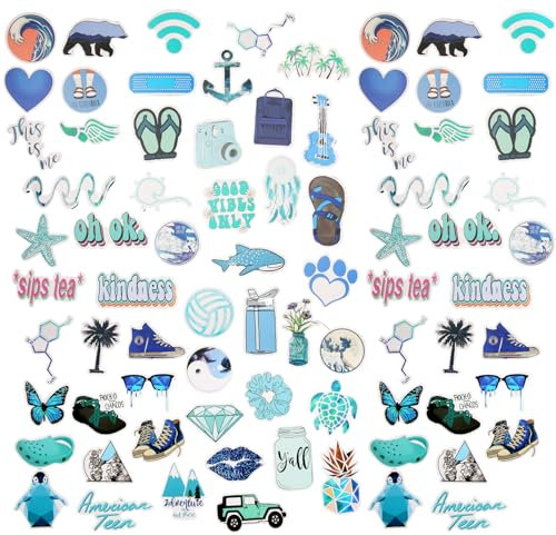 Adesivi 50 Pezzi Stickers Aesthetic,Sticker Kawaii per PC Portatile Cellulare iPad Macbook Skateboard Diario Laptop Bagaglio Skateboard -(Blu)