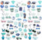 Adesivi 50 Pezzi Stickers Aesthetic,Sticker Kawaii per PC Portatile Cellulare iPad Macbook Skateboard Diario Laptop Bagaglio Skateboard -(Blu)
