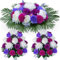 AOFOX Künstliche Friedhofsblumen für Grab, Künstliche Pfingstrose Rose Blumen Sattel für Grabstein Grabstein Grabstein Außendekoration (1 Blumen Sattel,2 Blumen Blumensträuße mit Vase)