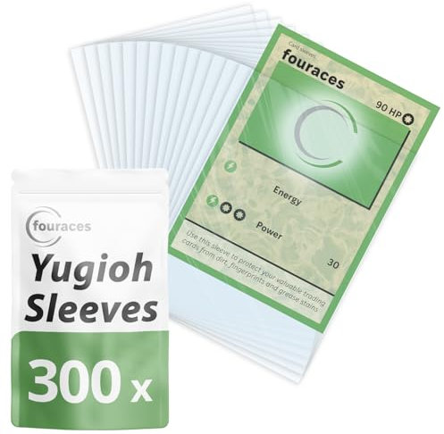 fouraces Kartenhülle, 300 Stück, für Yugioh Karten, 89 x 62 mm Folie transparent, card sleeves, Kartenhüllen, Sammelkarten Hülle, Spielkarten
