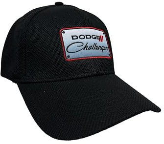 SR1 Performance Dodge Challenger Stretch Fit Patch Hat - Bestickte Fitted Cap - Offizielles Lizenzprodukt von Dodge Black, Schwarz, Einheitsgr��e