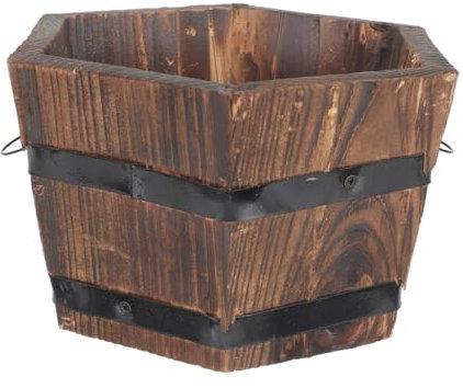 INOOMP Holz Pflanzkübel Vintage Blumentopf Für Innen Und Außen Robuster Atmungsaktiver Holzbehälter Zur Dekoration Von Gärten Und Wohnräumen Retro Landhausstil