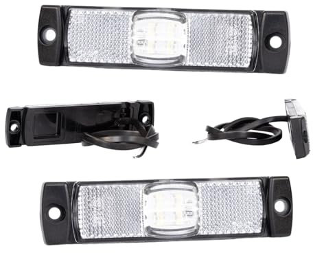 Web Truck 2 x LED-Seitenmarkierungsleuchte, flaches weißes Markierungslicht, 12 und 24 V, Positionslicht für Autos, LKWs, Anhänger, Wohnmobile und Wohnwagen