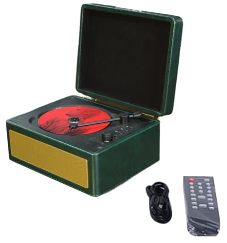 Marran Portable Wireless Bluetooth Speaker, Multi-Functional Reprodutor CD Retro, Record Audio Player Dark Green