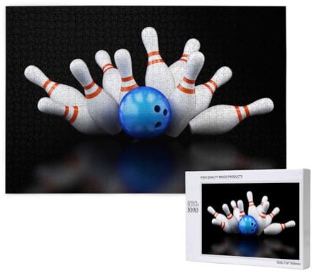 Bowling-Flasche-Druck, Puzzle 1000 Teile, Holzpuzzle, Spielzeug, Familienspiel, Wanddekoration für Erwachsene und Teenager