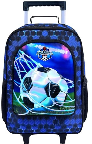 Kinderkoffer mit Rollen für Mädchen und Jungen, Rollgepäck für Kleinkinder, UV-Druck, Rasen-Netztasche, Fußballgepäck, Einheitsgröße, Jungengepäck