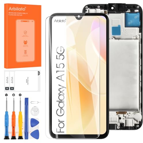 Écran LCD pour Samsung Galaxy A15, Ecran pour Samsung A15 4G A155 / 5G A156 LCD Numériseur Tactile Assemblage pour Galaxy A15 SM-A155F SM-A155M SM-A155P SM-A155R (Noir avec Cadre)
