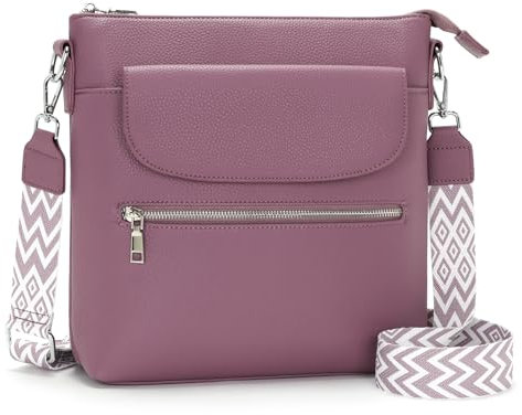 JSDOST Handtasche Damen Groß Umhängetasche Mittelgroß Crossbody Bag Veganes Leder Schultertasche Mit Vielen Fächern Lila