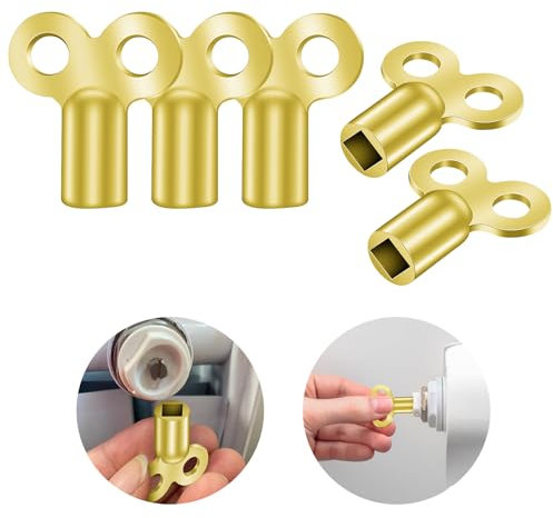 Flintronic Llave Purgar Radiadores, 5 Piezas Llave Radiador Calefaccion, Llave de Radiador, Llave Universal, Llaves Trampa Cuadrada de Metal para Ventilación, Oro