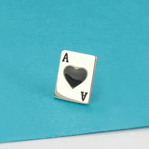 Solid Sterling Silver Black Ace of Spades Stud Earrings Cards Aces A4198-1 single earring