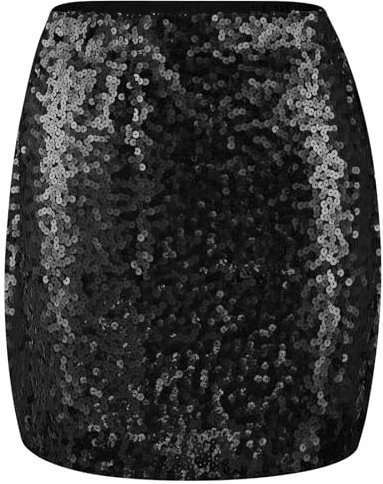 OFFCUP Gonna con Paillettes da Donna Aderente Elasticizzata Corta a Tubino Glitterata Sexy per Cocktail Party Club Festa di Carnevale Concerto