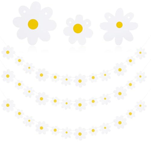 4 Packs Gänseblümchen Deko Banner, Partydekorationen Blumenbanner Niedliche Geburtstagsdekorationen, Gänseblümchen Deko für Zuhause Klassenzimmer Geburtstag Dusche Hochzeit Retro Party