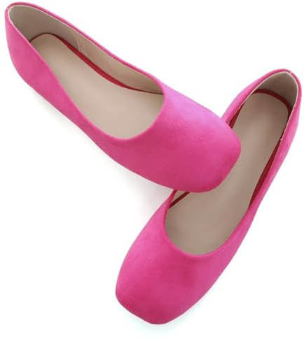 SAILING LU Flats for Women Comfortable Solid Color Soft Flats Square Toe Ballet Casual Work Shoes Dressy Slip-ons Loafers, D363-rose, 8.5 UK