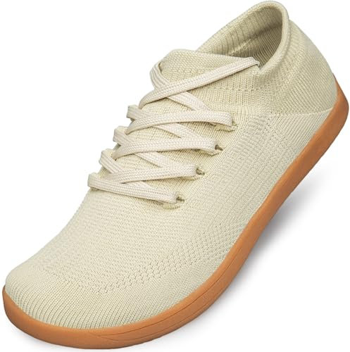 Raoendis Chaussures pieds nus larges pour femme, baskets minimalistes, larges, légères et confortables pour les activités de plein air, taupe, 39.5 EU