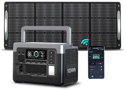 OUKITEL Stazione di alimentazione portatile P1000 Plus con pannello solare 220 W, batteria LiFePO4 da 1024 Wh, generatore solare da 1800 W, 0-80% in 45 min. Ideale per campeggio, camper e interruzioni