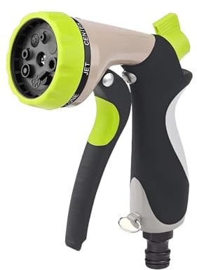 RnCop Metal Hose Spray Gun, 8 Adjustable Patterns Metal Body High-Pressure Hose Nozzle for Precision Watering, Perfect for Plants, Lawns, Cars, Bikes, and Pets Bathing-Green