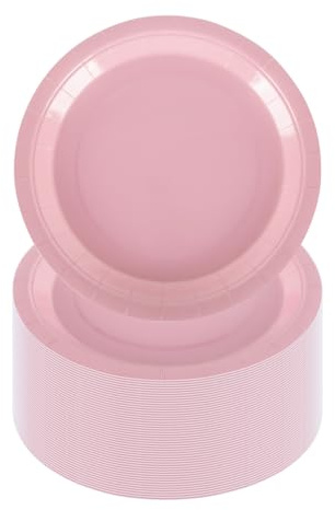 CEILIWEN Lot de 100 assiettes rondes en carton de couleur unie pour fêtes, anniversaires, fêtes prénatales, anniversaires de mariage, pour restauration et événements