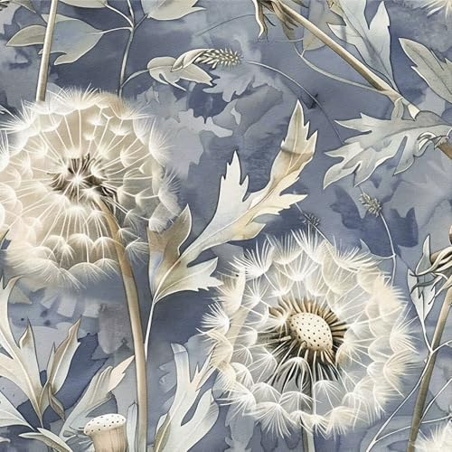 ICYEHAO Blue Floral Wallpaper,44 x 300cm Peel and Stick Dandelion Wallpaper Boho Self Adhesive Botanical Plants Wall Paper Flower Self Adhesive Furniture Wrap for Living Room,Bathroom,Cabinet