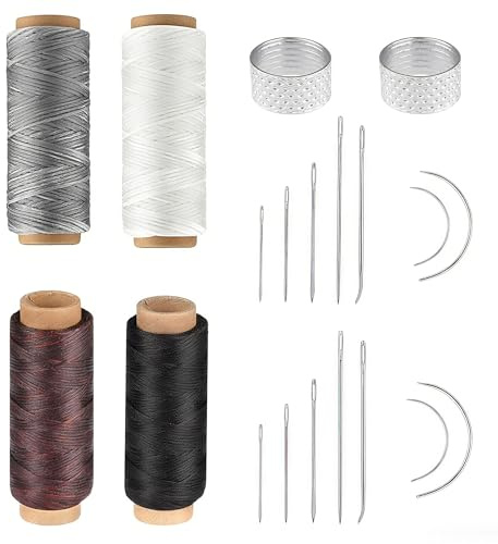 Sattlergarn, Zwirn Reißfest, 4 Rollen Reißfestes Garn Mit 2 Packungen Ledernadeln Und 2 Drucknadeln, Ideal Für Lederreparaturen Und DIY-Projekte, Herstellung Von Handwerk