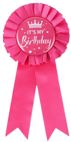 It's My Birthday Anstecknadel, Satin Stoff Happy Birthday Knopf Kleidung Pin Auszeichnungsband Abzeichen Feier Zubehör für Frauen Männer Preis Party Dekoration Geschenk
