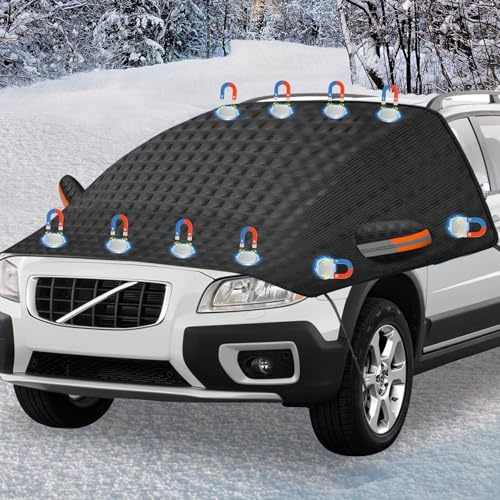 TZEKING Frontscheibenabdeckung,Windschutzscheibenabdeckung Auto 12 Magnet,Scheibenabdeckung,Auto Windschutzscheibenabdeckung,Frostschutz Auto Frontscheibe,Faltbar Scheibenabdeckung,Die Gegen,Schnee