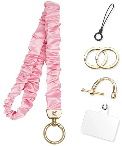 KARENSKEYS Schlüsselband mit Scrunchie Design für Ausweise und Schlüssel, Dehnbares Halsband mit Befestigungslasche für Damen, Lehrer