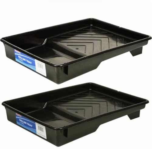 Home Fittings ® 9-10 Inch Paint Roller Tray Set (2-Pack), Built for 9 Roller Brushes Black Branded Tray