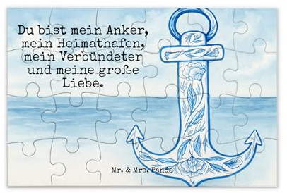 Mr. & Mrs. Panda Puzzle Anker Blau Design 24 Teile - Geschenk, Geduldspiel, 2000, 1500, 1000, Lustige Sprüche, 500