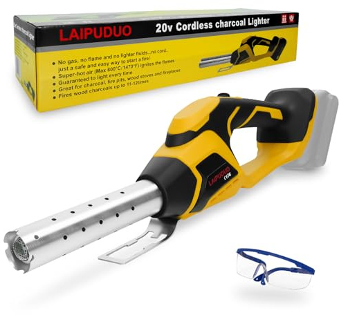 Kabelloser elektrischer Feuerstarter für Dewalt 20 V Akku, Kohleanzünder und Feuerzeug, 400 W Motor maximal 798.9 °C für Grill, Grill, Holzkamin und Camping (ohne Batterie)