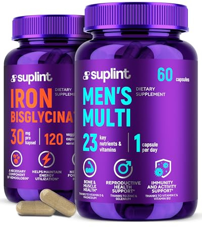 Männer Multivitamin A–Z + Eisen Bisglycinat Bundle – Hochdosierter Vitamin- & Mineralstoff-Komplex für Männer + 30 mg Eisen Bisglycinat – 60 + 120 Kapseln – Laborgeprüft & GMP-zertifiziert