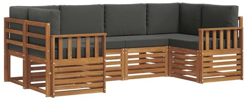 vidaXL Sofa-Set mit Kissen, 20 Stück, Natur und Anthrazit, modernes Gartensofa-Set, rechteckig, langlebig, aus Akazienholz