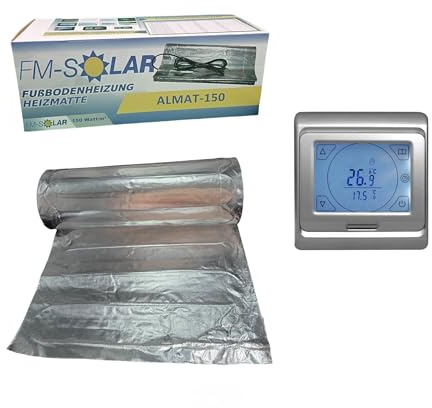 FM-SOLAR 4,5m² Elektrische Fußbodenheizung 150W/m² elektro Bodenheizung ALU + Thermostat Funk Weiß