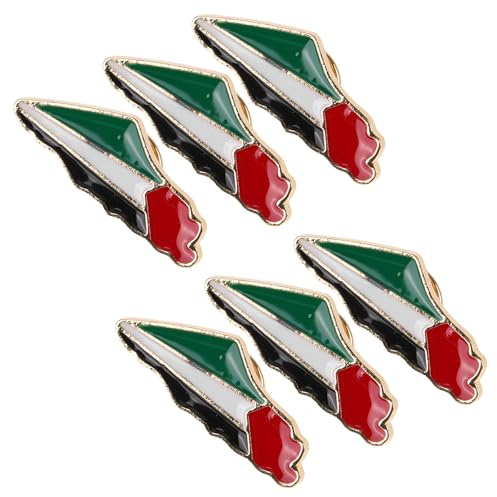 YARNOW Broche Drapeau Palestine en Alliage de Zinc Métal, Lot de 6 Pièces, Accessoire Patriotique Facile à Attacher pour Vêtements et Bouquets