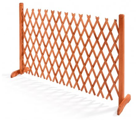 OWIJI Separé Divisorio Esterno da Giardino Steccato Grigliato in Legno Traliccio Estensibile fino a 150 cm per Sostegno Piante Rampicanti Recinzione Decorativa Pergolato Autoportante Privacy