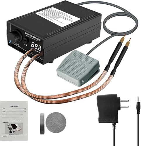 Soudeuse par Points 8000W, Portable Soudeuse par Points Réglable pour Batteries 18650, Mini Machine de Soudage par Points 0,1-0,3mm, 0-1200A,avec Ecran LCD,avec feuille de nickel de 1M