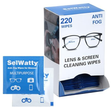 220 Stück Anti Fog Tuch Brille Einzeln Verpackt Brillen-Reinigungstücher | Putztücher für Brillen Brillenputztuch Antibeschlag Anti-Beschlag-Reinigungstücher, für Brillen Smartphone Linsen Kamera (B)