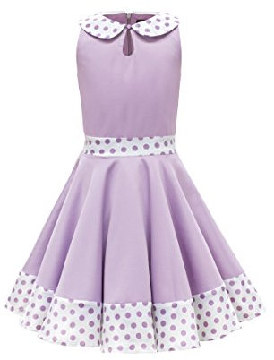 BlackButterfly Bambini Abito Vintage Anni '50 a Pois Zoey (Lilla, 11-12 Anni)