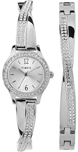Timex Women's Swarovski Crystal 23mm Watch & Bracelet Gift Set