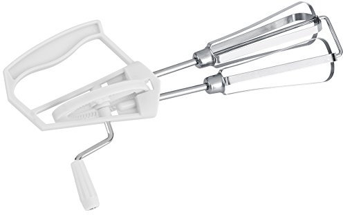 【𝐏𝐚𝐬𝐜𝐮𝐚】 Batidor de huevo manual de doble rotación con manivela de acero inoxidable(Blanco)