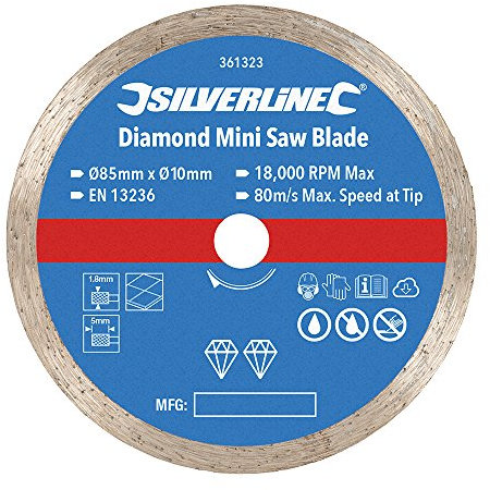 85mm Mini Diamond Circular Saw Blade –Continuous Rim | 10mm Bore– Ceramic Wall & Floor Cutting –Cross Cutter Disc Wheel for Mini Saws & Cordless Tools
