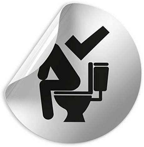 Kinekt3d Leitsysteme Folienschild Schild - D = 100 mm PVC Silber - Robuste Kratzfeste Folie - UV beständig - Perfekt für Glastüren und alle glatten Flächen (Im sitzen pinkeln)