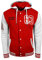 R-Neal College Jacke Herren Kapuzenpullver Collegejacke Sweatshirt College Sweater 76-1, Größe:L, 6876-1:Rot/Weiß