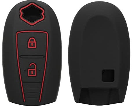 kwmobile Autoschlüssel Silikon Hülle kompatibel mit Suzuki Sport 2-Tasten Autoschlüssel Keyless Go - Schlüsselhülle in Schwarz Rot