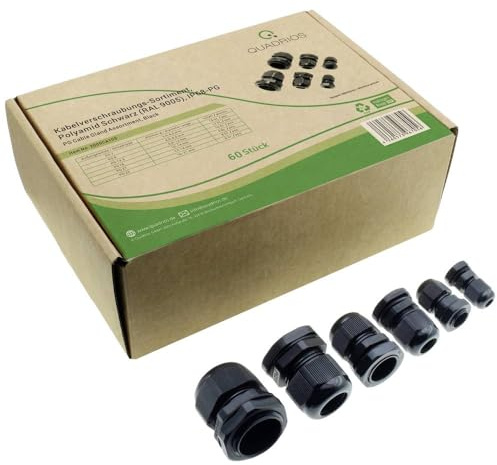QUADRIOS 2009CA105 Kabelverschraubung Sortiment PA66 Schwarz (RAL 9005) 1 Set
